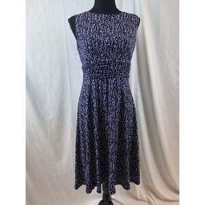 Jessica Howard Navy Blue White Floral Sleeveless Dresss Women's Size 8P
